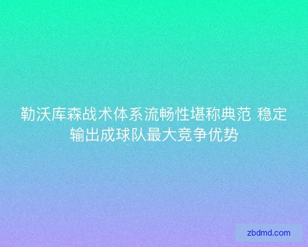 勒沃库森战术体系流畅性堪称典范 稳定输出成球队最大竞争优势