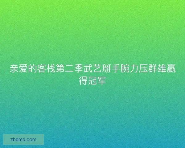 亲爱的客栈第二季武艺掰手腕力压群雄赢得冠军