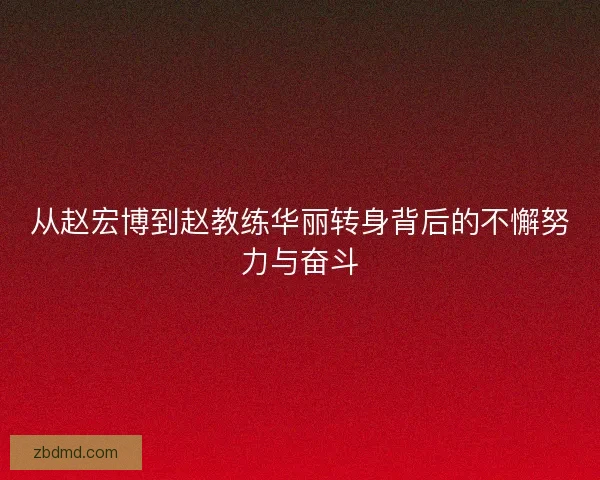 从赵宏博到赵教练华丽转身背后的不懈努力与奋斗